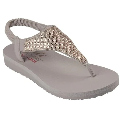 Image of Skechers Women&#039;s Meditation Rockstar, Taupe Mitobuck/Rhinestone Trim, 7 UK