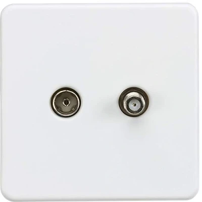 Image of KnightsBridge Screwless 1G TV and SAT outlet (isolated) Matt white