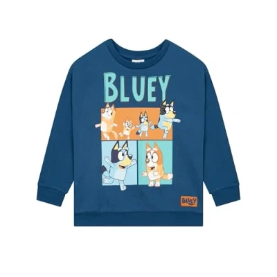 Image of Bluey Jumper Boys Sweatshirt Heeler Family Crew Neck Bingo Clothes Blue 4 5 Years