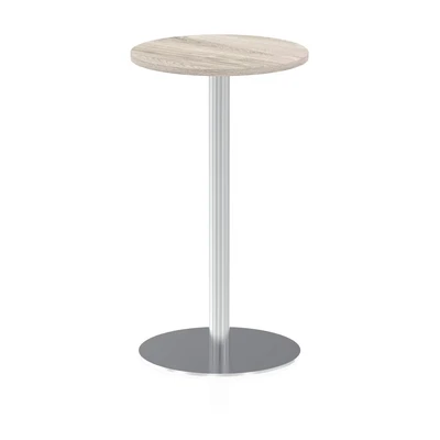 Image of Italia 600mm Poseur Round Table Grey Oak Top 1145mm High Leg