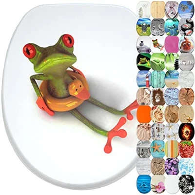 Image of Sanilo Toilet Seat, Wide Choice of Beautiful Seats, Stable Hinges, Easy to Mount (Froggy)