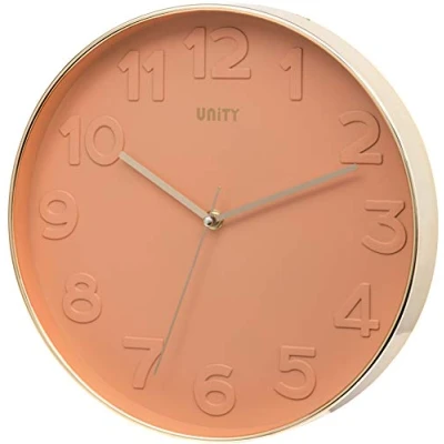 Image of Unity Wall Clock, Bergen, Silent Sweep, Modern, Peach Pink, 30cm / 12 inch