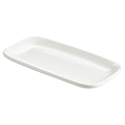Image of Genware NEV 184625 Royal Rectangular Rounded Edge Plate, 25 cm x 13 (Pack of 6)