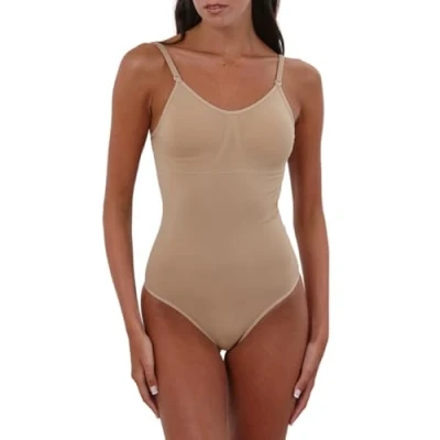 Image of Silky Dance Seamless Low Back Camisole Leotard with Removable Padding (Nude, X Large)