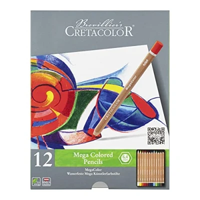 Image of Cretacolor Megacolor Colouring Pencils, Artist&#039;s Sticks, Extra Thick for Large Areas (Pack of 12)