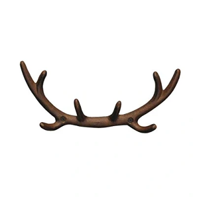 Image of Selections Cast Iron Stag Antler Wall Mounted Coat Hook Rack