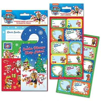 Image of Paper Projects 01.70.24.076 Paw Patrol Christmas Letter to Santa and Gift Labels Bundle Pack