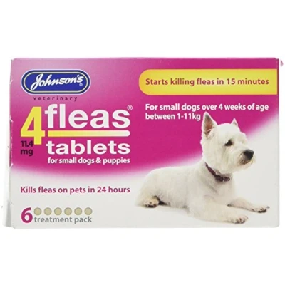 Image of Johnsons Veterinary Products 4Fleas Tablets for Puppies and Small Dogs Treatment Pack, 6 Count (Pack of 1)