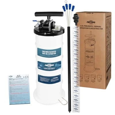 Image of FIRSTINFO TOOLS FIT YOUR NEEDS Pneumatic/Manual 6.5L Vacuum Fluid and Oil Extractor Transfer Pump Tool with 4 Tubes for Cars Motorbikes