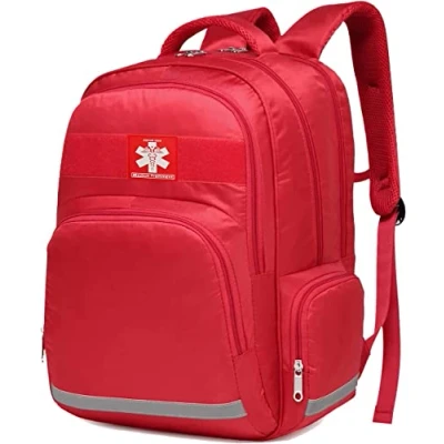 Image of Gatycallaty First Aid Backpack Medical Emt Responder Bag Empty Ems Emergency Home Health Hiking Trauma Travel Camping, Red, L, With Shoulder