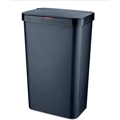 Image of Tower T838005N Rectangular Sensor Bin with Fingerprint Proof Coated Exterior, Plastic, 50 L, Navy