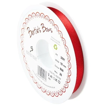 Image of Berisfords Double FACE Poly Satin Ribbon, Scarletberry, 10 mm
