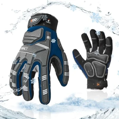 Image of Vgo... 0C/32F Winter Safety Work Gloves,Mechanics Gloves,Impact Gloves,Anti Vibration Gloves,Rigger Gloves,Heavy Duty 1Pair SL9792FLWP(Blue,M)