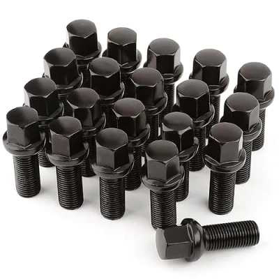 Image of GAsupply 20pcs Ball Seat Alloy Wheel Bolts M14x1.5, 28mm Thread, 17mm Hex Replacement Bolt Kit for Most Audi Volkswagen (Black)