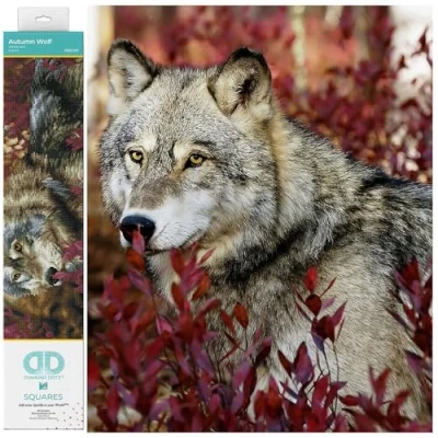 Image of DIAMOND DOTZ Squares DQ12 Intermediate Kit, Autumn Wolf, 57 x 42cm