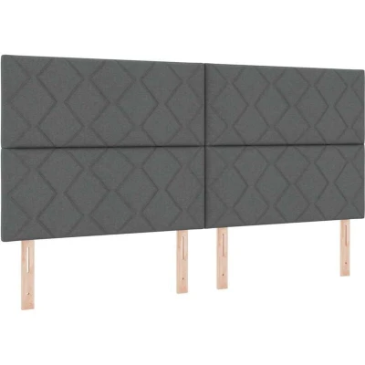 Image of Led Headboard Diamond Blocks Design Dark Grey 200 cm Fabric Vidaxl