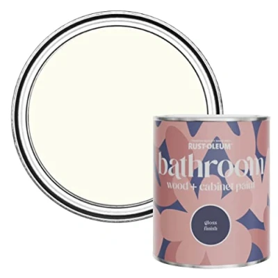Image of Rust Oleum Off White Moisture Resistant Bathroom Wood and Cabinet Paint in Gloss Finish Porcelain 750ml