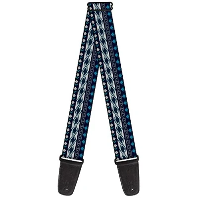 Image of Buckle Down Guitar Strap Aztec4 Blues White Gray 2 Inches Wide