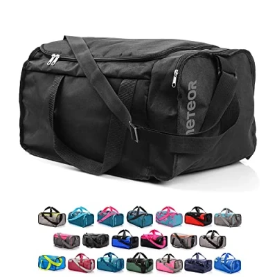Image of Sports Bag Gym Holdall Men Women Duffel Shoulder Fitness Swimming Pool Travel Holiday Strap Cabin Luggage Weekender Overnight Camping Small 20L Large 40L (Black 2, 40 L)