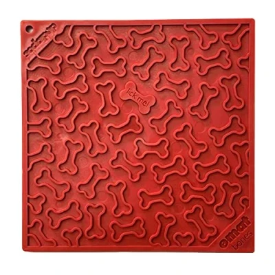 Image of SodaPup Bones eMat Durable Lick Mat Feeder Made in USA from Non Toxic, Pet Safe, Food Safe Rubber for Mental Stimulation, Avoiding Overfeeding, Fresh Breath, Digestive Health, Calming, &amp; More