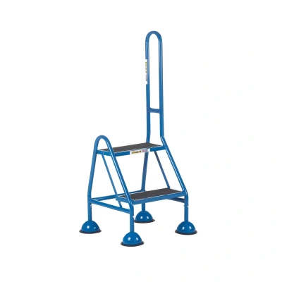Image of Climb It Domed Feet Handy Step 2 Tread with Side Handrail Blue AAP21