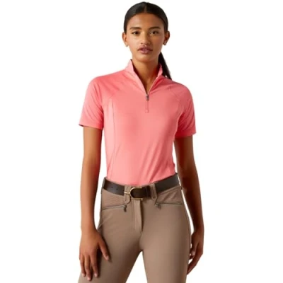 Image of ARIAT Soquel Womens 1/4 Zip Baselayer Coral Paradise Medium
