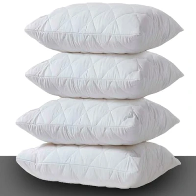 Image of Pillow Protectors 4 Pack Cover White, Anti Allergy Zipped Pillows Protector, Machine Washable Quilted Case, Soft &amp; Breathable 50 x 75cm