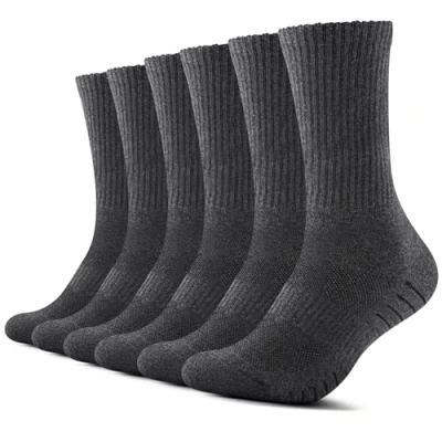 Image of TUUHAW Trainer Socks for Men 9 12 White Women Running Cushioned Sports Work Cotton Wicking Hiking Athletic Walking Cycling Outdoor 6 Pairs,Grey