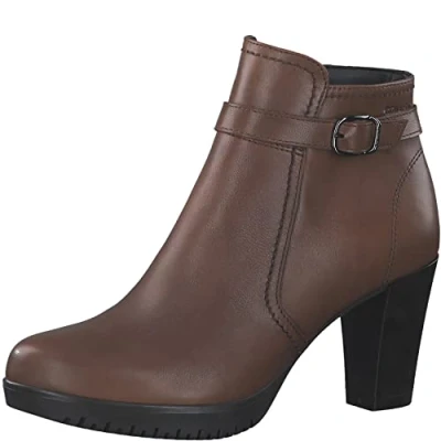 Image of Tamaris Women Ankle Boots, Ladies Boots,Low Boots,Half Boots,Bootie,Ankle high,Zipper,Cognac,40 EU