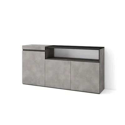 Image of Skraut Home Sideboard cabinet Storage living room 150x75x35cm 3 Doors Buffet Modern Style Concrete
