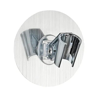 Image of WENKO 22133100 Static Loc® shower head holder Osimo fixing without drilling, Polyethylene terephthalate, 9.5 x 6.2 cm, Silver