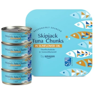 Image of by Amazon MSC Skipack Tuna Chunks in Sunflower Oil, 4x145g