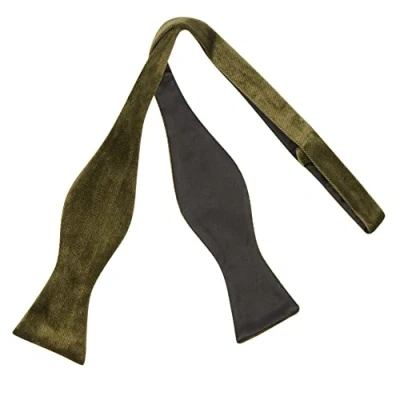 Image of King &amp; Priory Olive Green Textured Velvet Self Tie Bow