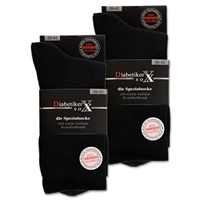 Image of sockenkauf24 6 Pairs Socks with comfortable elastic without rubber &amp; seam 97% Cotton Women Men multiple colours (3 5, Black)