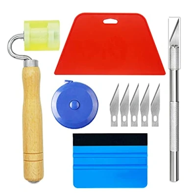 Image of Ewrap Complete Wallpaper Tools Kit Smoother with Plastic Squeegee, Hand Seam Roller, Tape Measure and Trimmer Ideal for Wallpaper, Car Vinyl Wrap, Window Film Installation