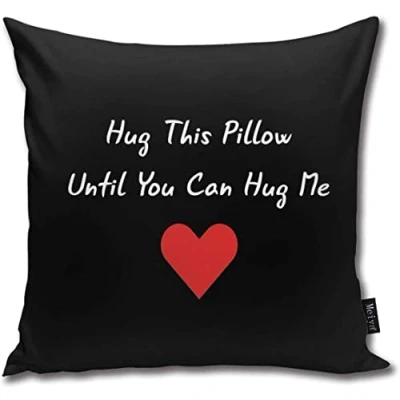 Image of Throw Pillow Cover Long Distance Relationship Hug This Until You Can Me PillowCases for Home Decor Design Cushion Case Sofa Bedroom Car girlfriend 18 x Inch