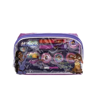 Image of Lip Smacker Wish Essential Makeup Bag, Disney Inspired Kids Make up Bag Including Glosses, Shimmer Creams, Accessories and Applicators, Princess Gifts for Endless Creativity