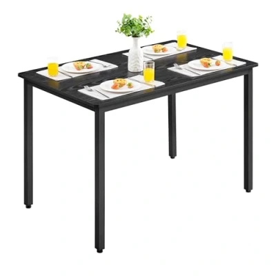 Image of VASAGLE Dining Table, Rectangular Kitchen for Living Room, Office, 70 x 110 77 cm (D W H), Industrial Style, Ebony Black and Ink KDT081B02
