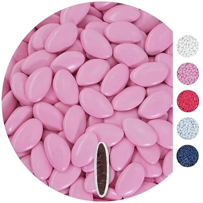 Image of EinsSein 0,5kg chocolate dragees light pink giveaways wedding chocolates sweets dragées mini favours guests shapes table hearts party baptism communion confirmation sweet sugared