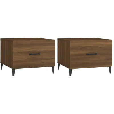 Image of vidaXL Coffee Tables with Metal Legs 2 pcs Brown Oak 50x50x40 cm