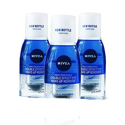 Image of NIVEA Eye Make Up Remover Double Effect, 125ml (Pack of 3)