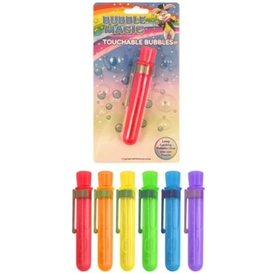 Image of Pack of 6 Childrens Touchable Wand Bubbles Favours Kids Party Bag Fillers Toys
