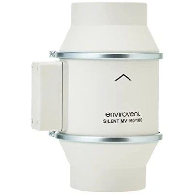 Image of Envirovent SILMV160/100T In Line &quot;Silent&quot; Extractor Fan Timer For 4inch / 1mm Ducting (3 Wire), Black