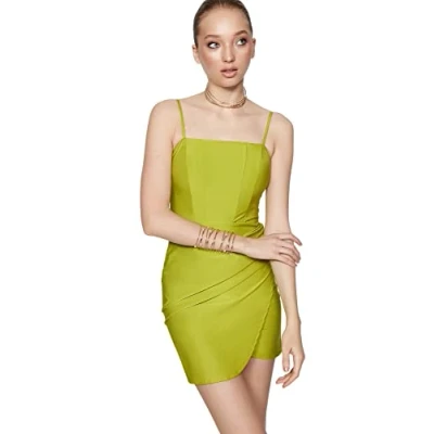 Image of Trendyol FeMan Mini Bodycon Fitted Knit Dress,Light Green,36