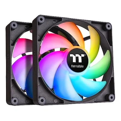 Image of Thermaltake CT140 ARGB Sync PC Cooling Fan (2 Pack), 5V Motherboard Sync, 16.8 Million Colors 9 Addressable LEDs, 140 mm Hydraulic Bearing Case/Radiator Fan, CL F150 PL14SW A,Black