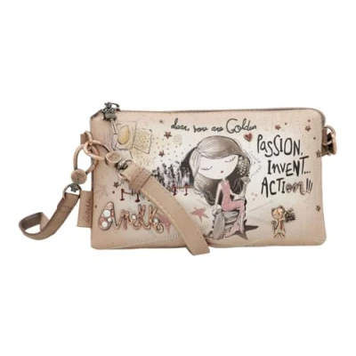 Image of Anekke Small Women&#039;s Crossbody Bag Leatherette for Women with Adjustable Strap and Zip Closures 3 Compartments Accessories Measures 21x13x5cm,