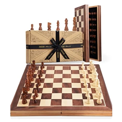 Image of Jaques of London Wooden Chess Set Folding Board &amp; Pieces for Adults Luxury Traditional Games and Kids Since 1795
