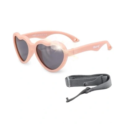 Image of Maesy Baby Sunglasses Maes 0 2 Years Flexible Bendable Adjustable Elastic Band Polarised UV400 Protection Boys and Girls Heart (Light pink)
