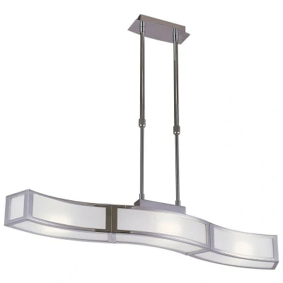 Image of Duna E27 Linear Pendant 3 Light L1 Bar, Polished Chrome, White Acrylic