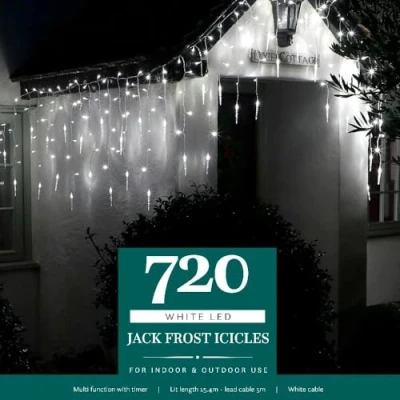 Image of Noma Jack Frost Icicles with White Cable : Plug in Timer 720 LED 6821024